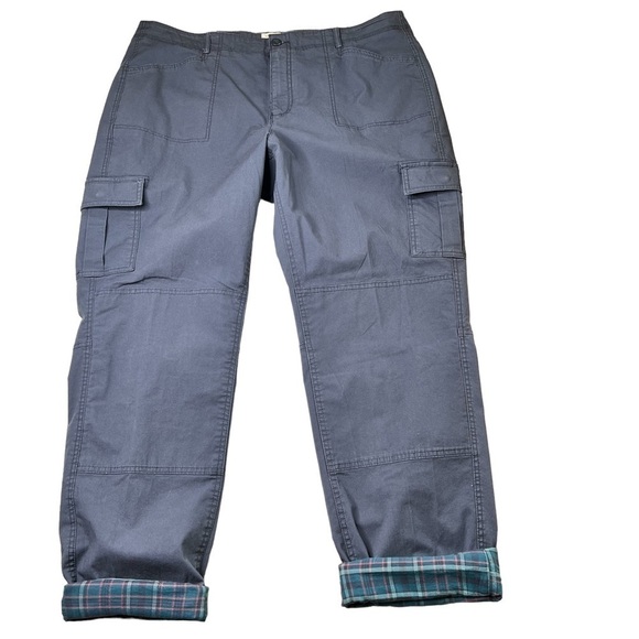 NWT L.L. Bean Stretch Canvas Cargo Flannel Lined Pants Navy Women's 20MT - Picture 5 of 16
